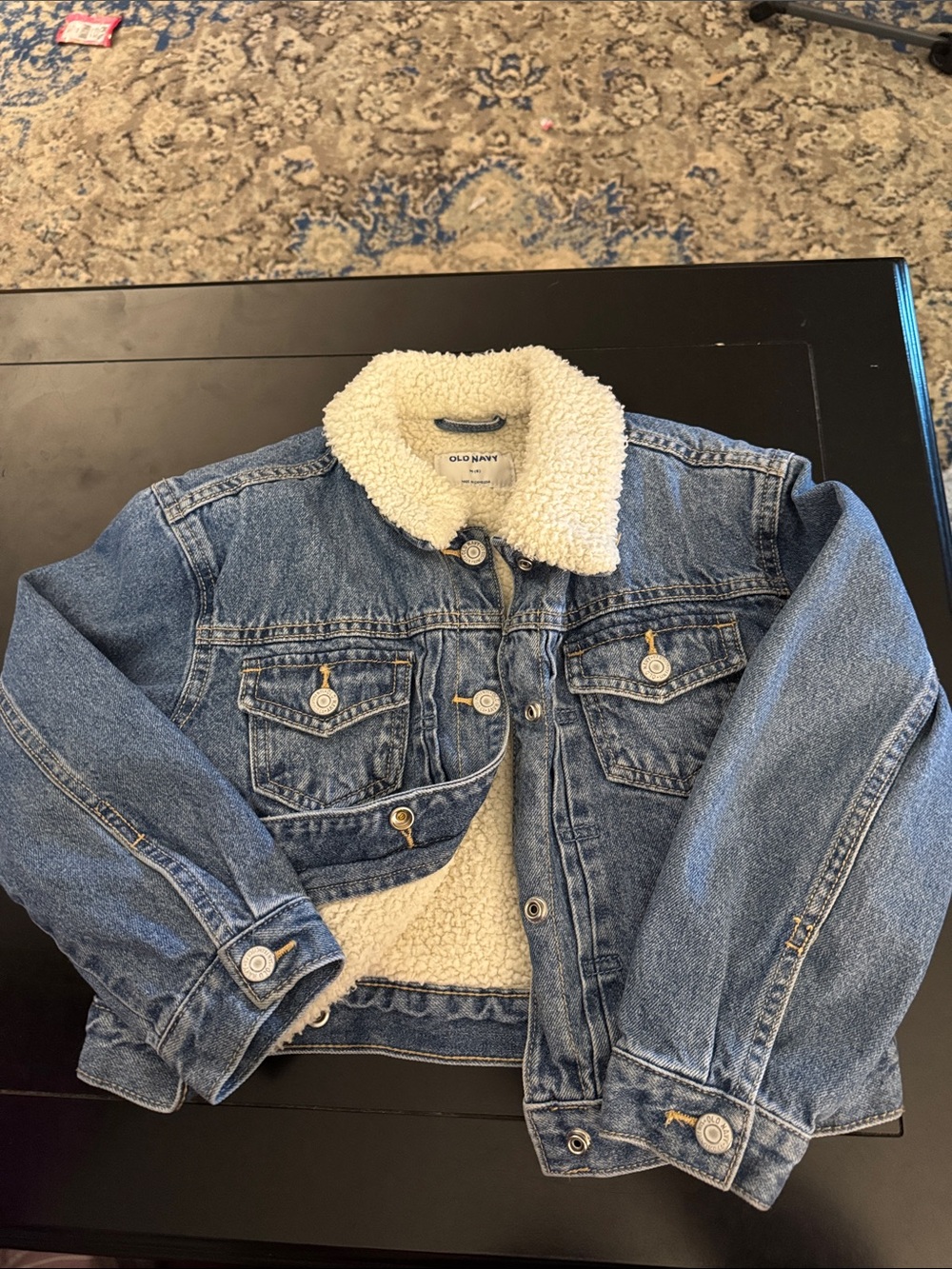 Old Navy Blue Denim Jacket with Cream Sherpa Collar